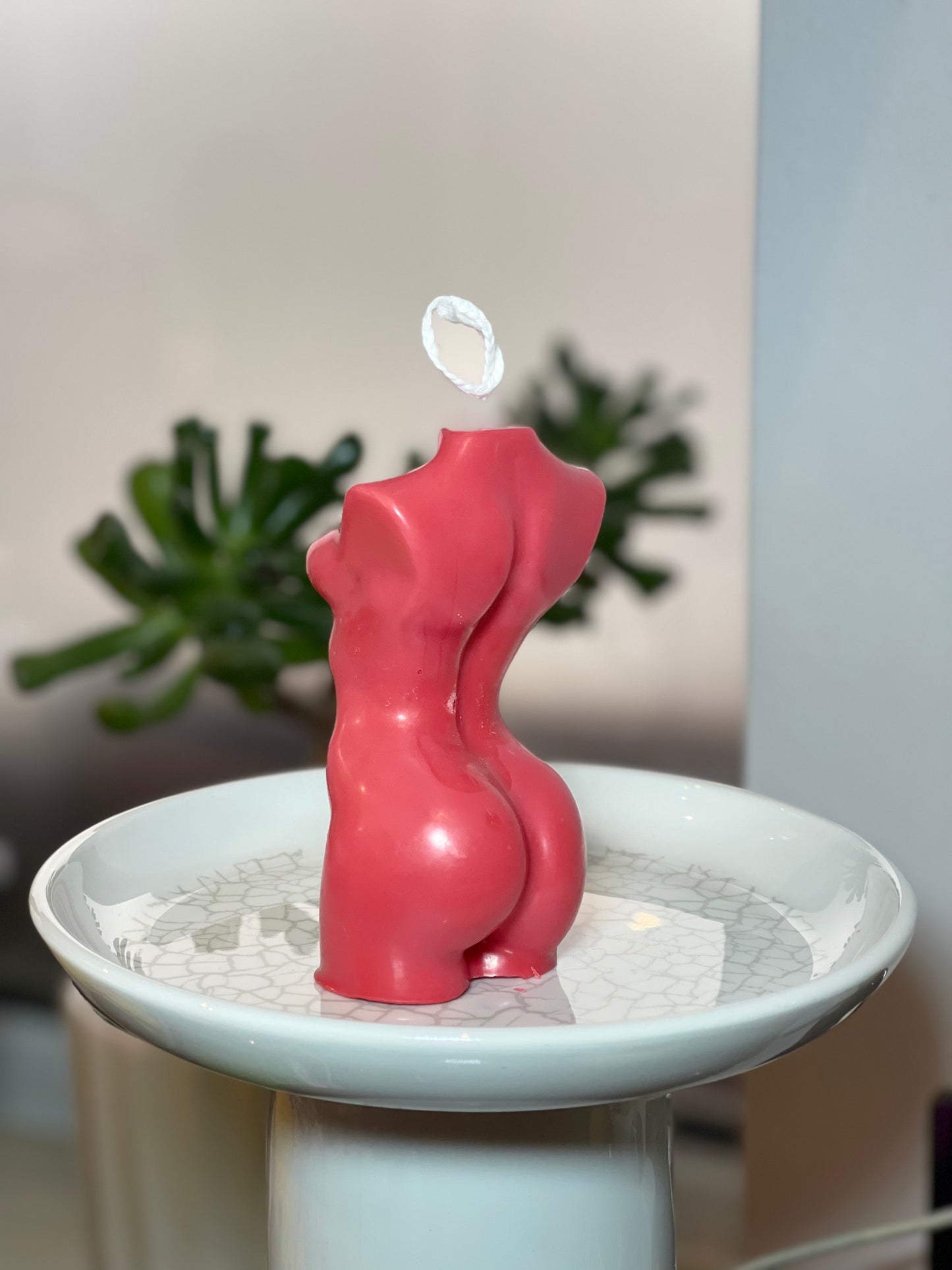 Raspberry Vanilla lightly scented pillar candle