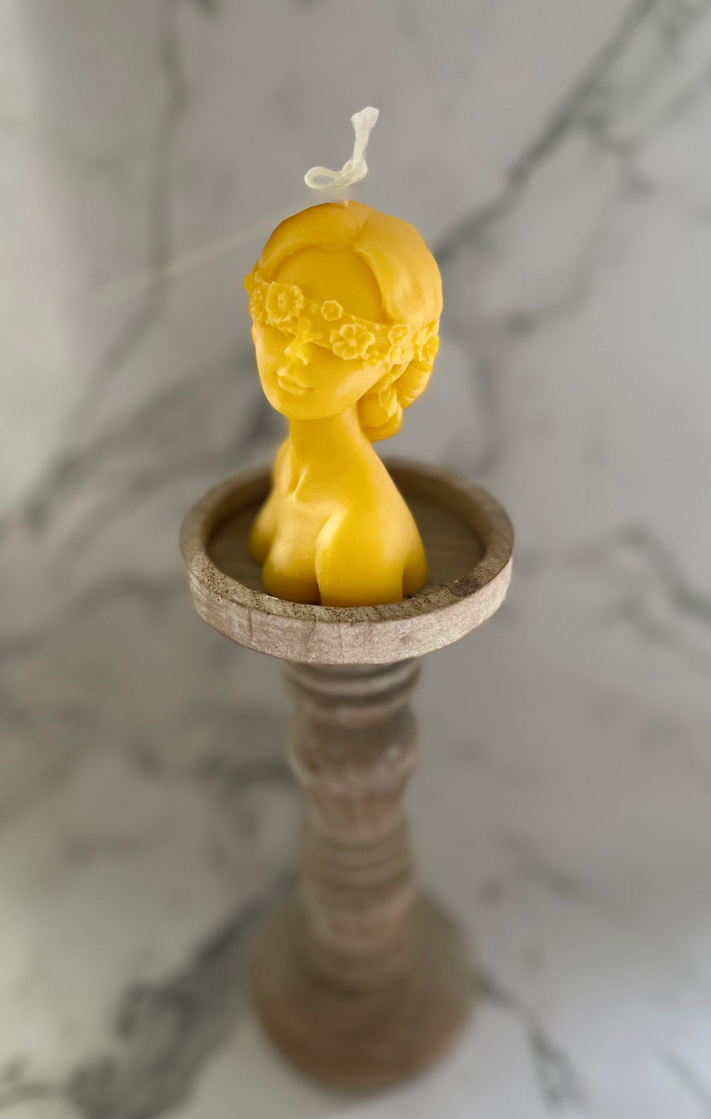 Caramel & Basil lightly scented pillar candle