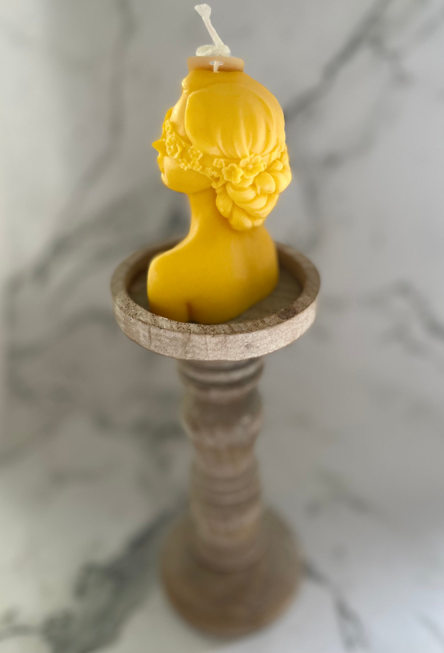 Caramel & Basil lightly scented pillar candle