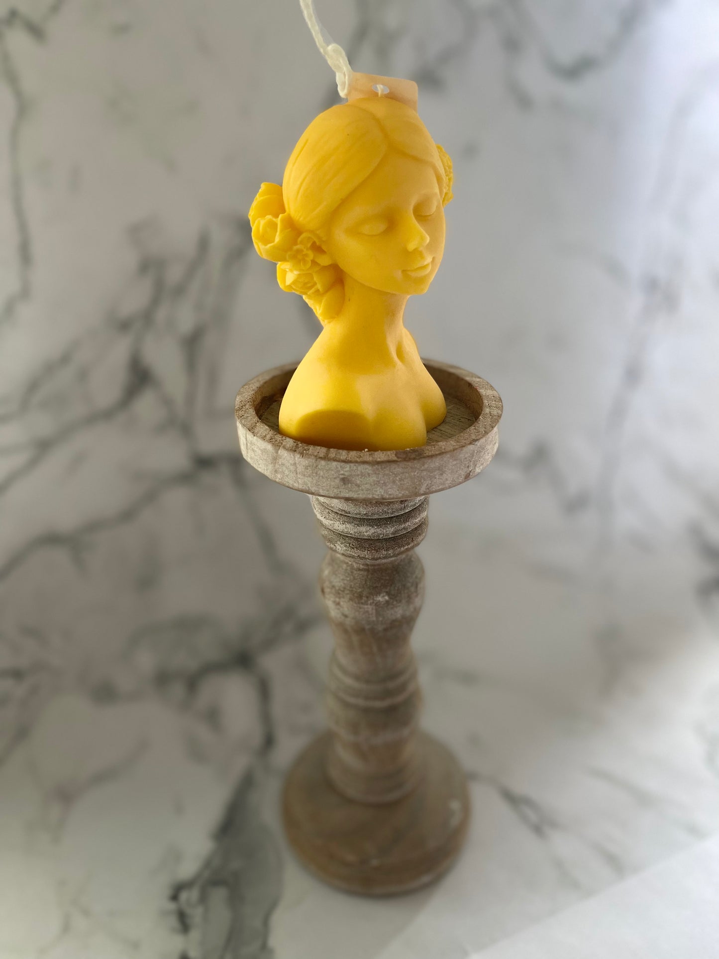 Caramel & Basil lightly scented pillar candle