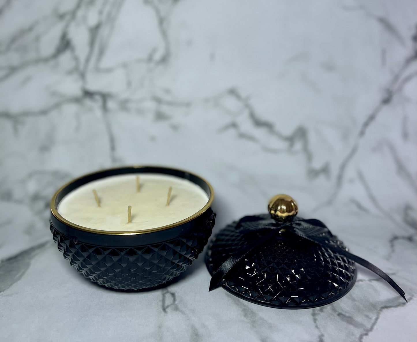 Caramel Snowflake luxury design glass candle