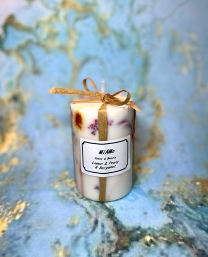 Lemon & Peony & Bergamot Luxury scented candle