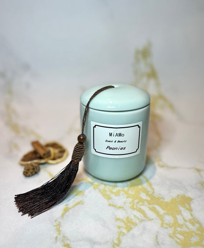 Peonies Luxury ceramic jar candle